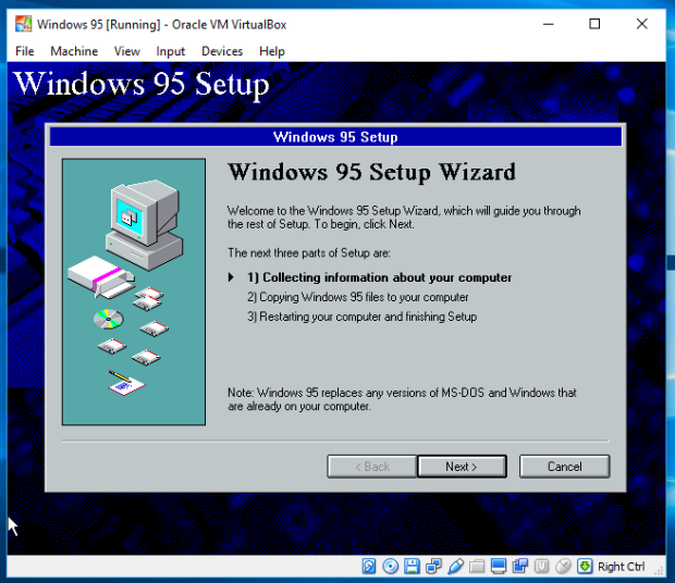 how to run a windows 95 emulator on windows 10